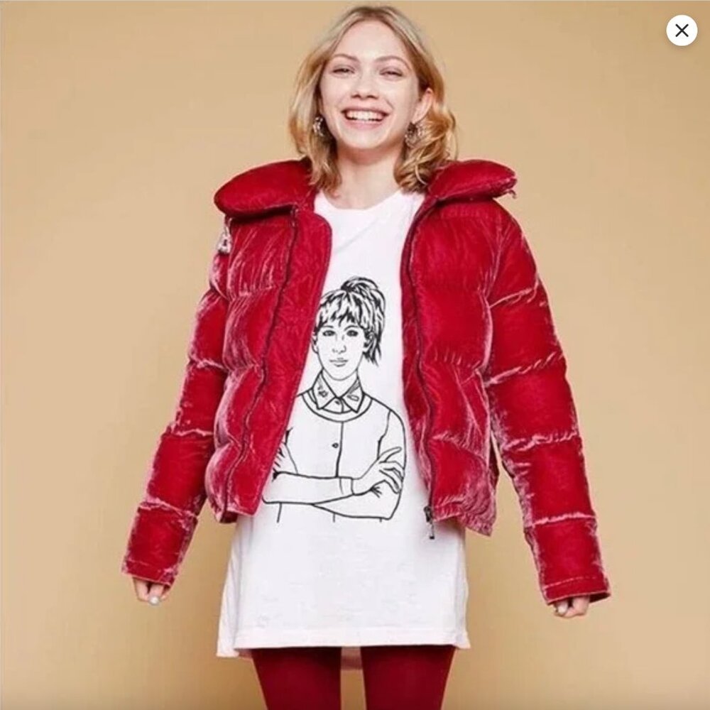 Pink Velvet Puffer Jacket